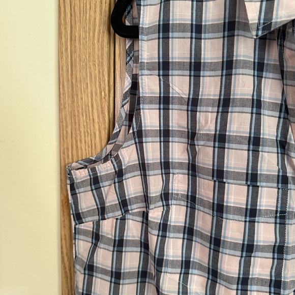 🍉Lee Riders button down blouse sleeveless XL NWT light pink navy white plaid - Picture 4 of 11